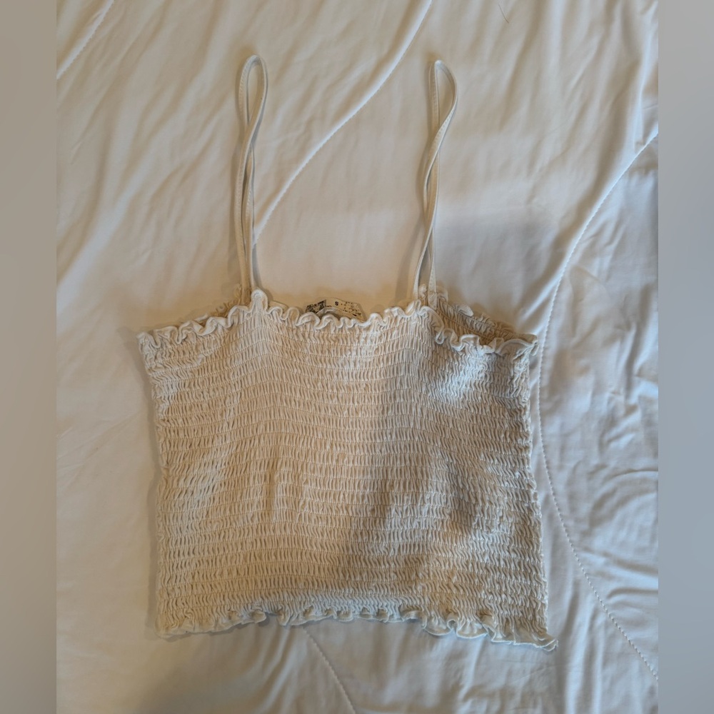 Cream Smocked Crop Top - Picture 3 of 3